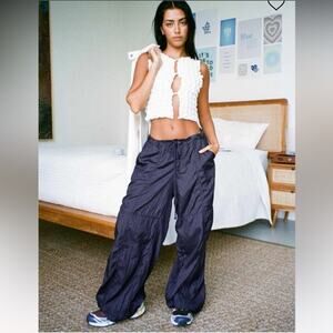 Motel Phil Parachute Trouser Pants in Navy Size Medium
